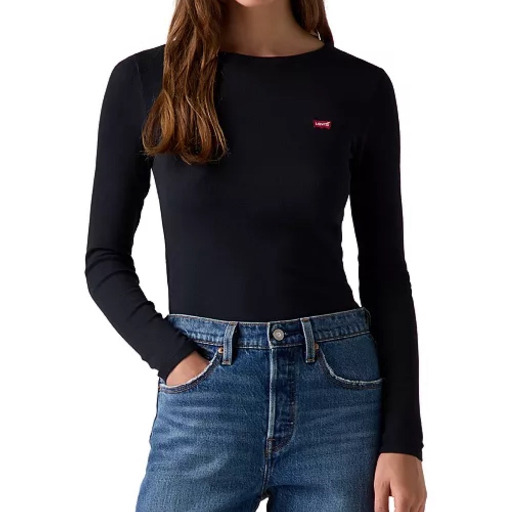 Levi's Shirt - Black Long Sleeve Top: Levi's® essential Hayes long-sleeve tee